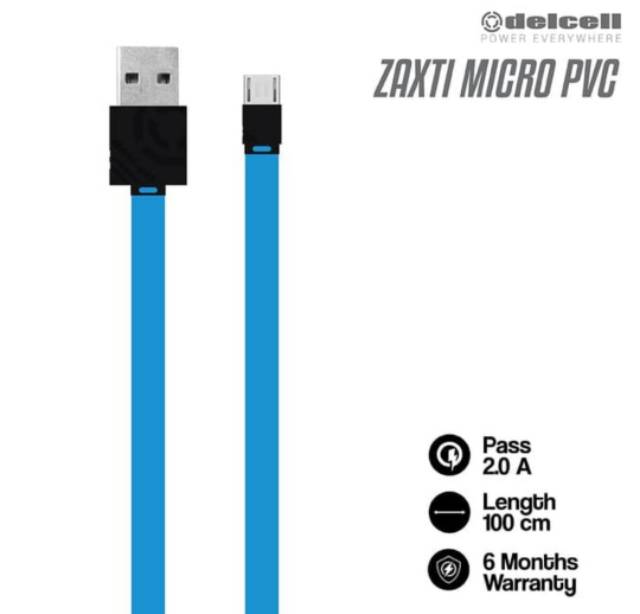 Kabel Delcell Zaxti Flat PVC V8 2A Faster Charging 100cm