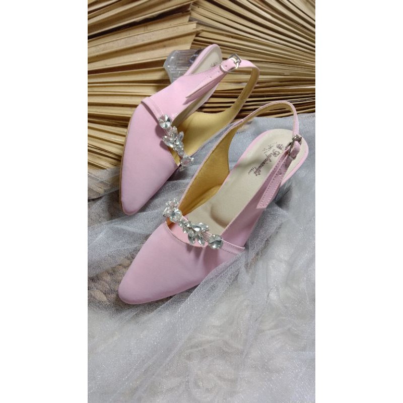 sepatu Kiara pink tinggi 5cm kaca