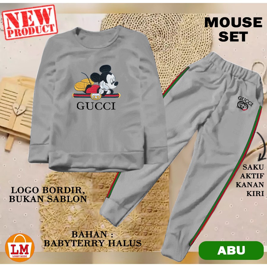 TERMURAH TERLARIS Pakaian Setelan Baju Celana Olahraga Wanita MOUSE Babyterry Adem Full Bordir LMS 21456 21460