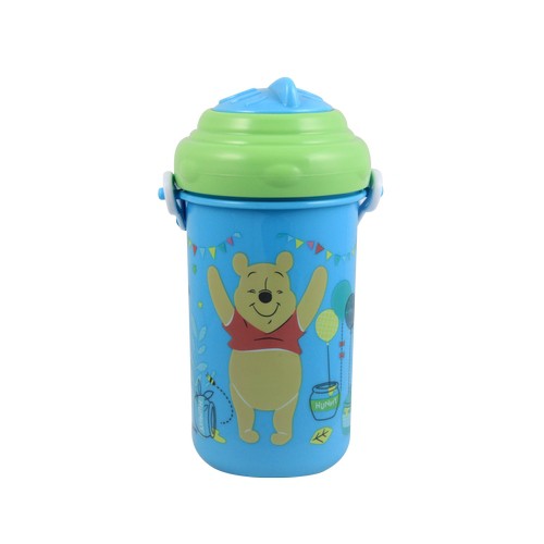 Winnie The Pooh Bottle With Straw / Botol Minum Anak Dengan Sedotan Dengan Tali (Wtp 07-063)