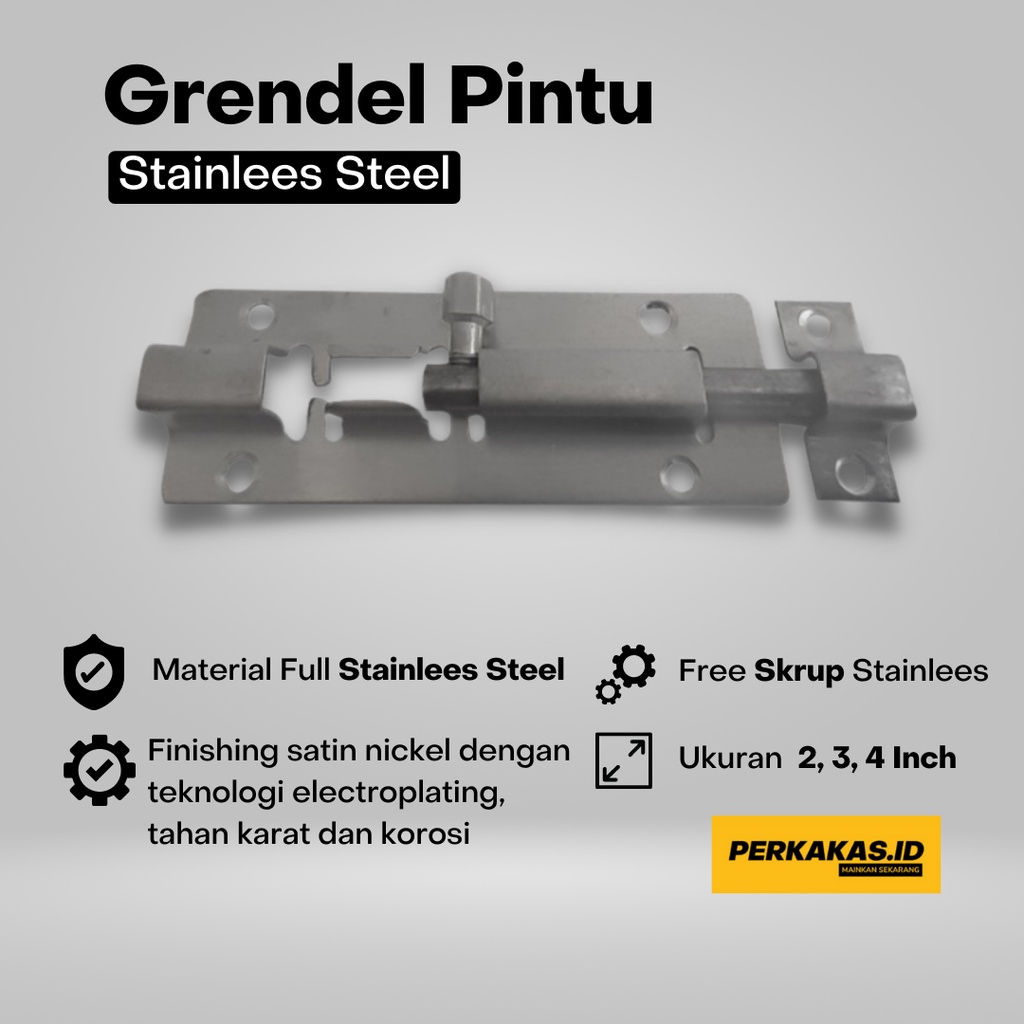 Grendel Kunci Pintu Jendela 2 3 4 Inch Stainless Stell SUS 304 AXL