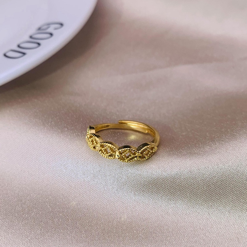 Cincin Lapis Emas Emas Asli Kadar 375 Model Irregular Adjustable Untuk Wanita