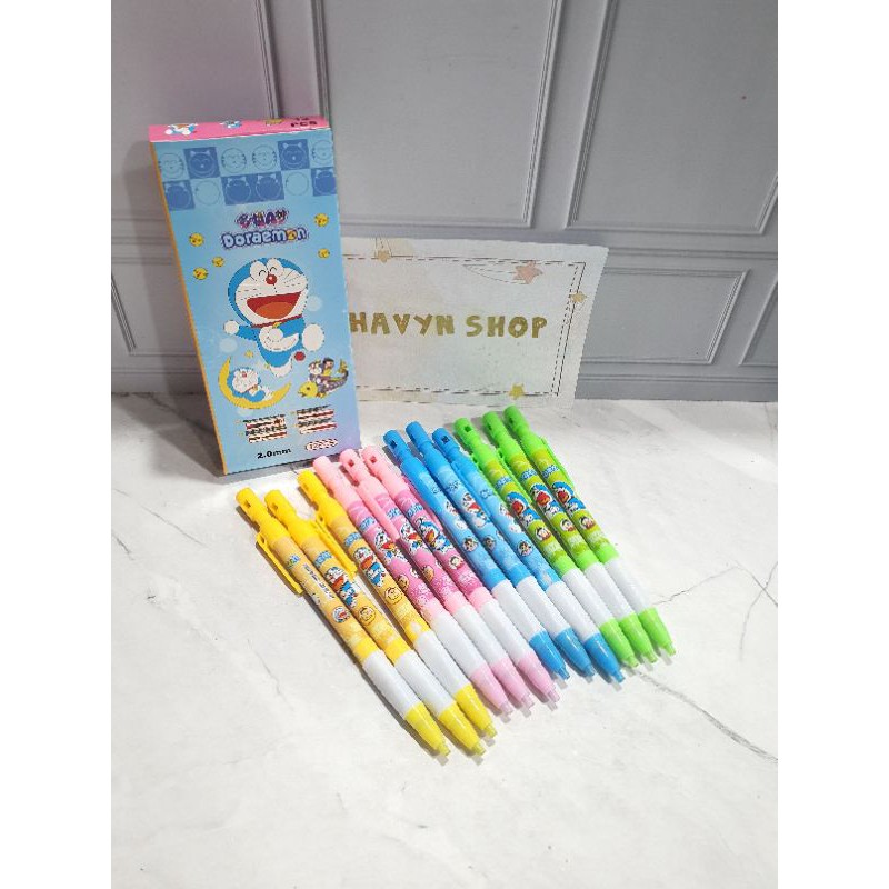 (12pc) pensil mekanik 2.0mm/pensil cetek/mechanic pencil/mek unicorn hrg per 4pcs-DORAEMON