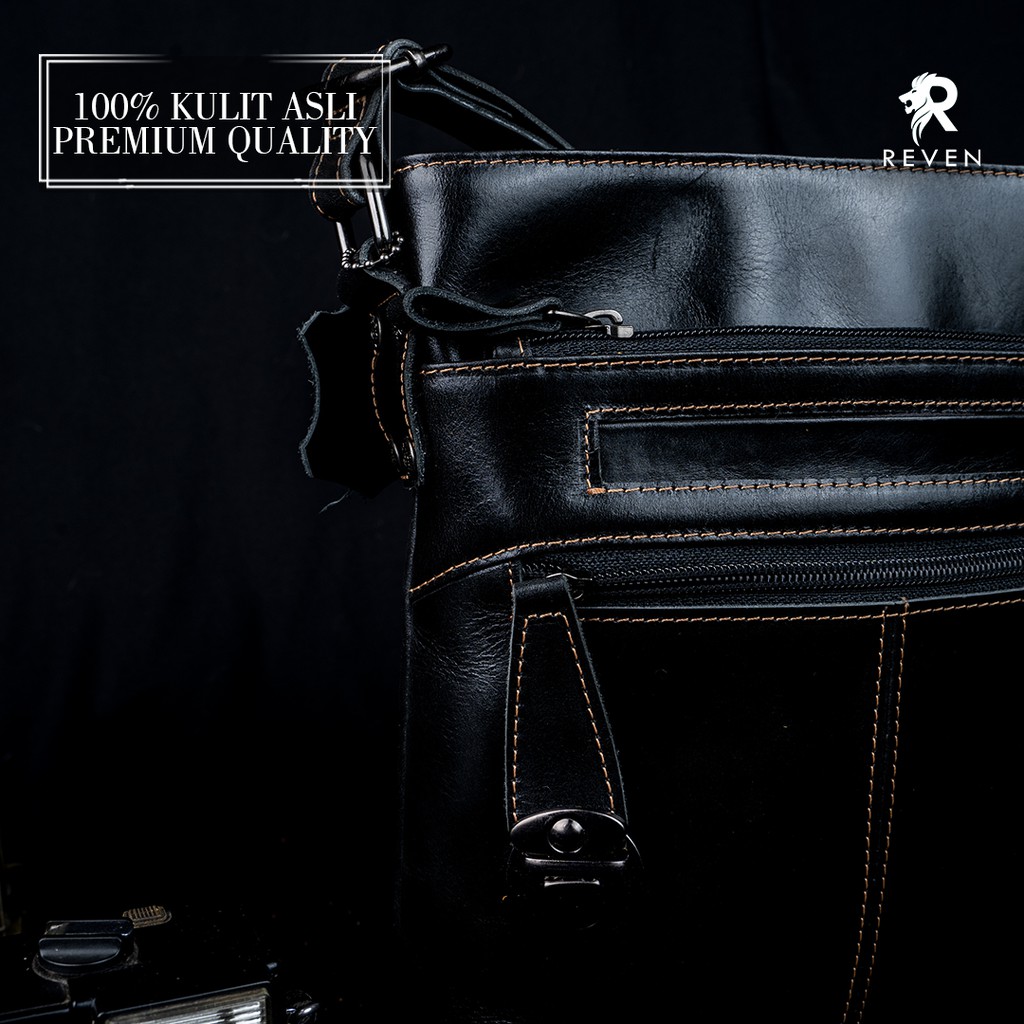 REVEN LEATHER - Tas Pria Keychain Slingbag Terbaru Selempang Full Kulit Logan