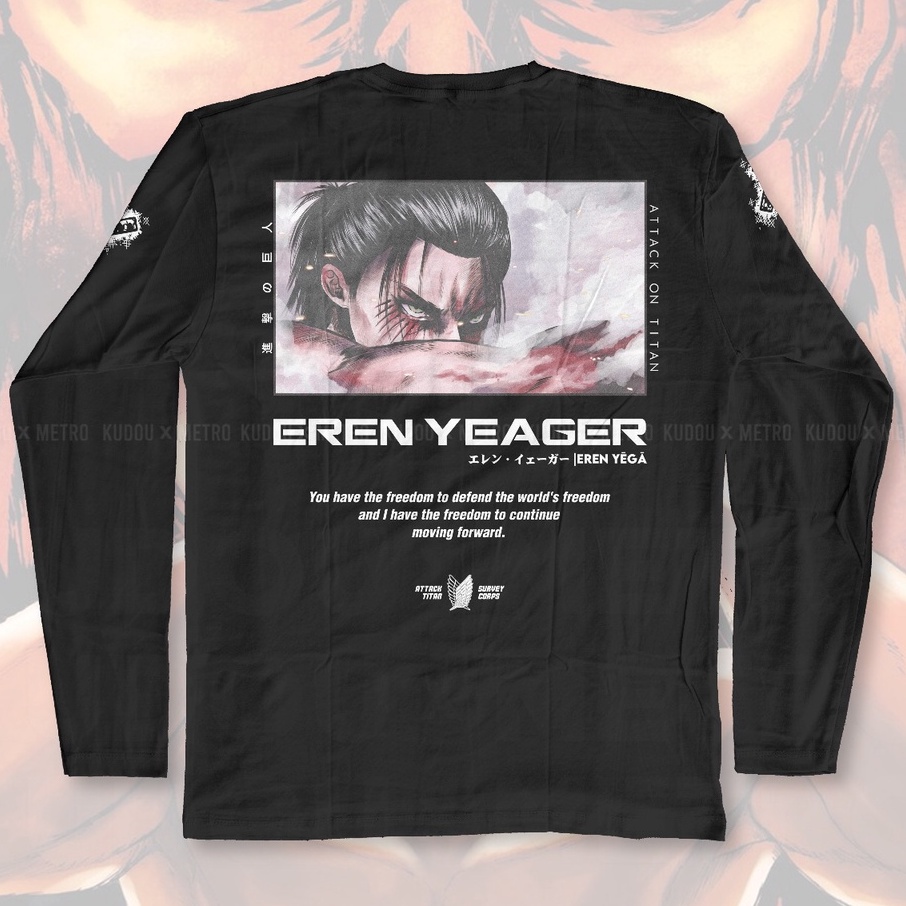 Longsleve Eren Transform Titan Mode Black Anime Manga Attack On Titan SNK Unisex