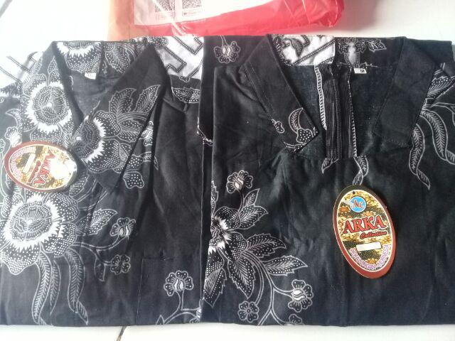 Batik Aksen Atasan Kerja Casual Batik Modern Wanita Peplum Kombinasi Embos Tanpa Lengan Panjang Solo