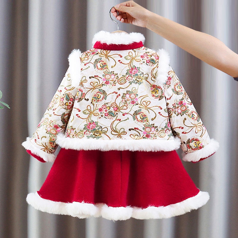 Girls' new year clothes thickened Chinese New Year clothes Tang clothes girls' new year clothes wint