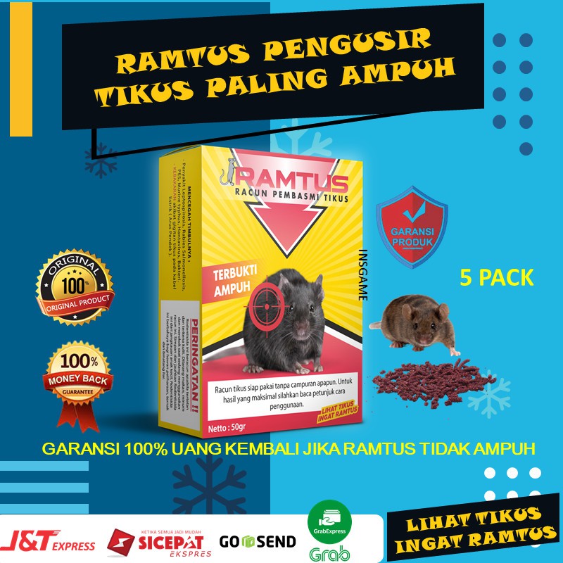 Umpan Jebakan Tikus Paling Ampuh Ramtus Racun Pembasmi Tikus Mati Kering Obat Pembunuh Tikus 5 Pack