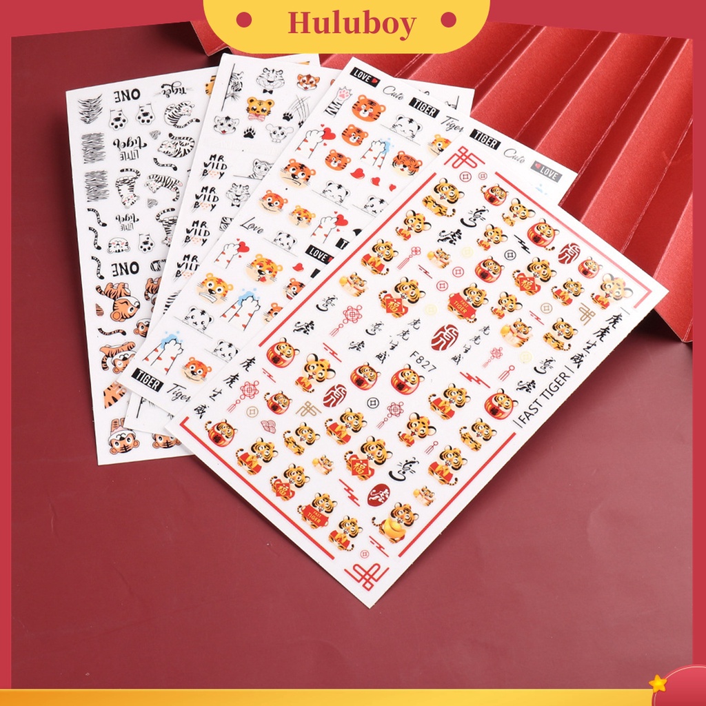 Huluboy Huluboy♡ Stiker Kuku 3D Motif Hewan Harimau Untuk Manicure