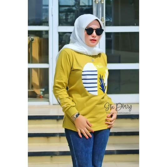 cod kaos wanita lengan panjang bahan catton 20s