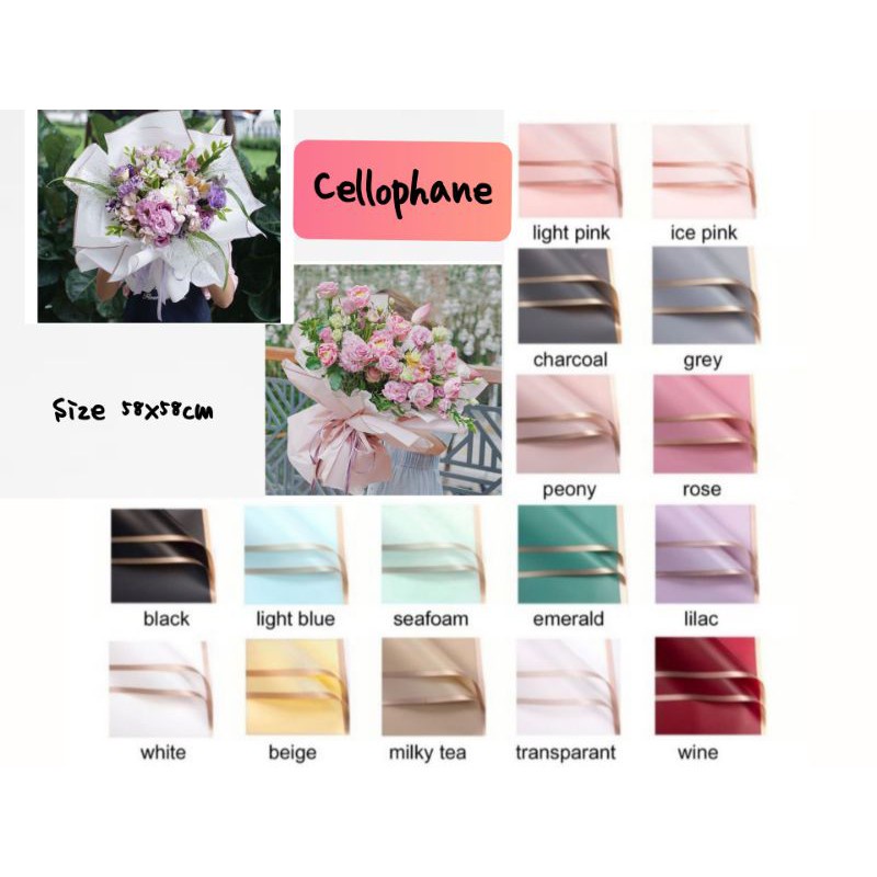 KB10 FLOWER WRAPPING LINE COLOR CELLOPHANE WATERPROOF KERTAS BUKET PEMBUNGKUS BUNGA [1KG=92PCS]