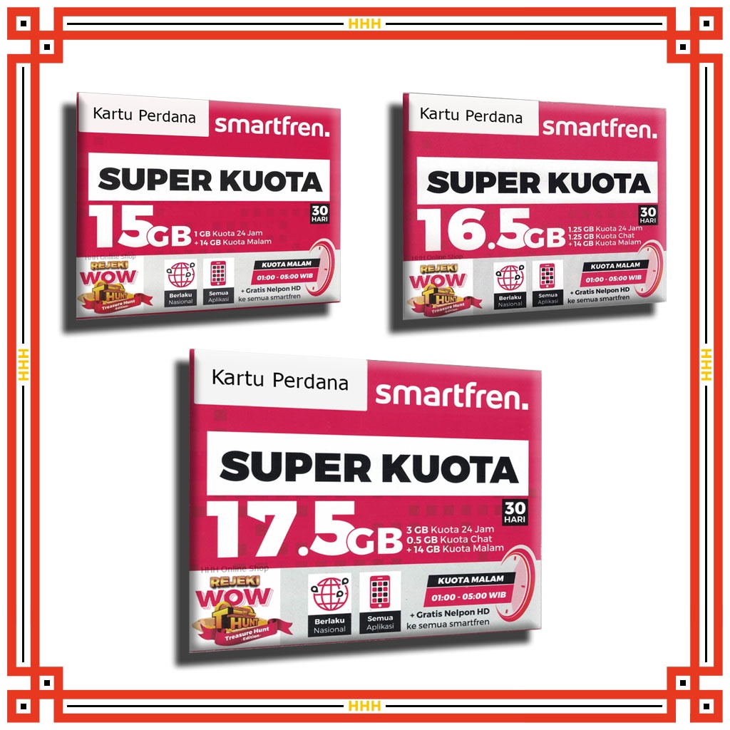 Kartu Perdana Smartfren Super Kuota 15GB    / 16.5GB / 17.5GB