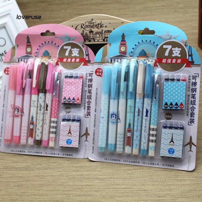 

Lvue 15Pcs Set Pen Fountain Dapat Dihapus untuk Alat Tulis Sekolah /