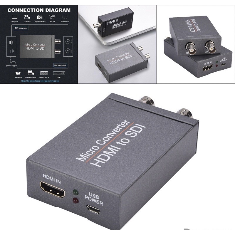 HDMI to SDI + SDI Converter FULL HD HDMI to SDI Adapter 2 SDI Output Audio Embedder Support 2.970 Gbit/s