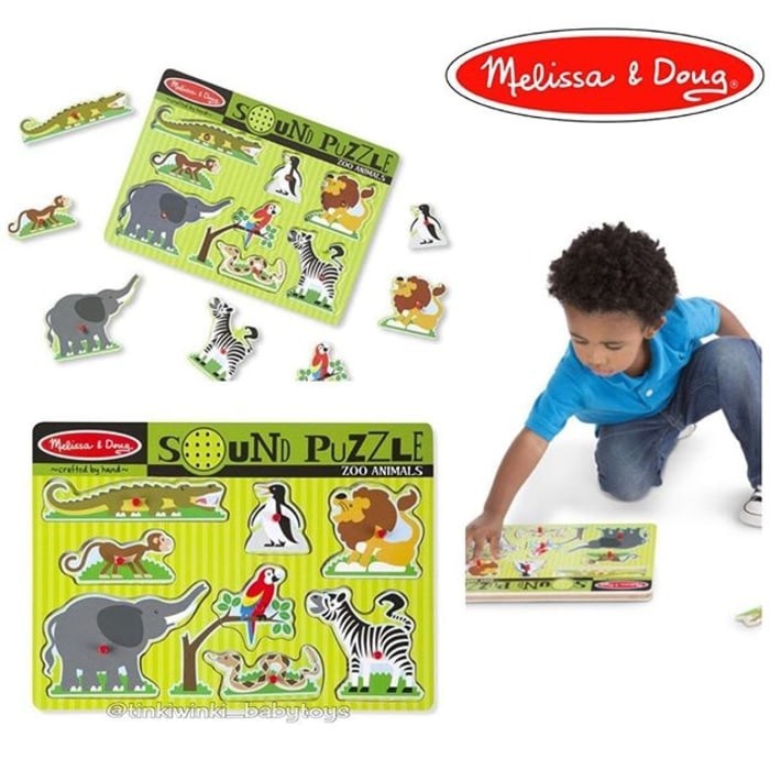 Melissa Doug Puzzle Sound Zoo Animal/mainan Puzzle suara hewan
