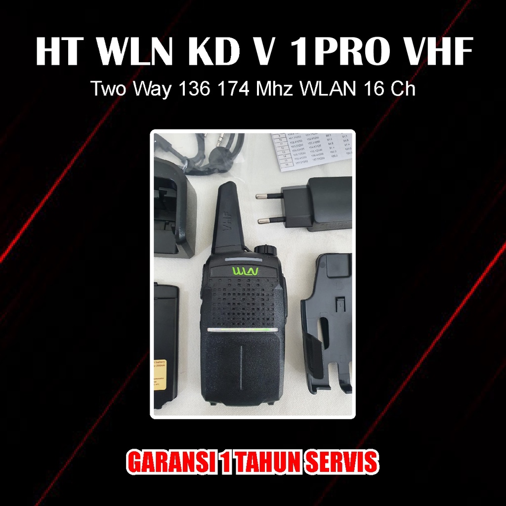 HT Walkie Talkie WLN VHF PRO KD V1 Two Way VHF 136 174 Mhz WLAN 16 Ch Chanel KDV1
