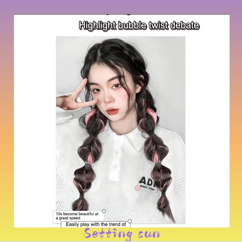 Ekor Kuda Poni Ganda Tinggi Wanita  Sorot Lantern Puff  Kepang Twist  Kepang Wig Tali TN