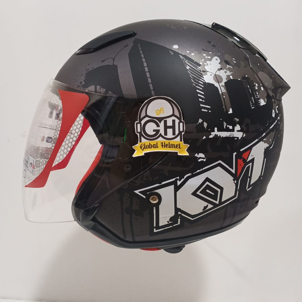 HELM HALF FACE KYT DJ MARU KYT DJMARU MOTIF #10 GUNMETAL DOFT BLACK