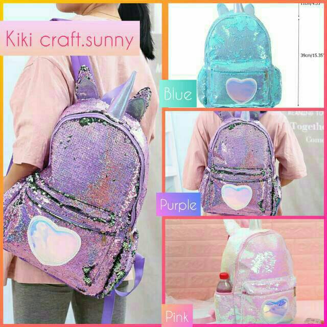 Tas sekolah anak sequin / tas sequin unicorn / tas sekolah anak SD / tas sequin besar