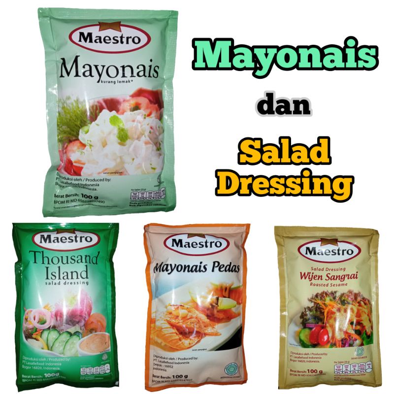 

MAYONAIS & SALAD DRESSING MAESTRO SACHET - Mayones Biasa, Pedas, Thousand Island, Wijen Sangrai