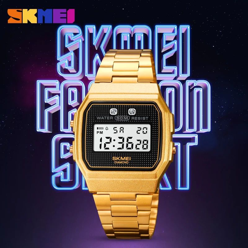 SKMEI 1952 Jam Tangan Wanita Pria Digital Chronograph Tali Stainless Steel WATCHKITE WKOS