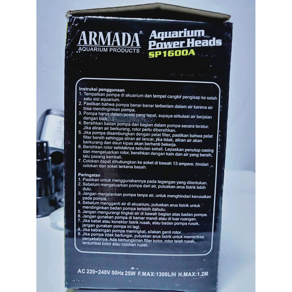 Pompa Air Aquarium Single Armada 1600A BANDEL TAHAN LAMA