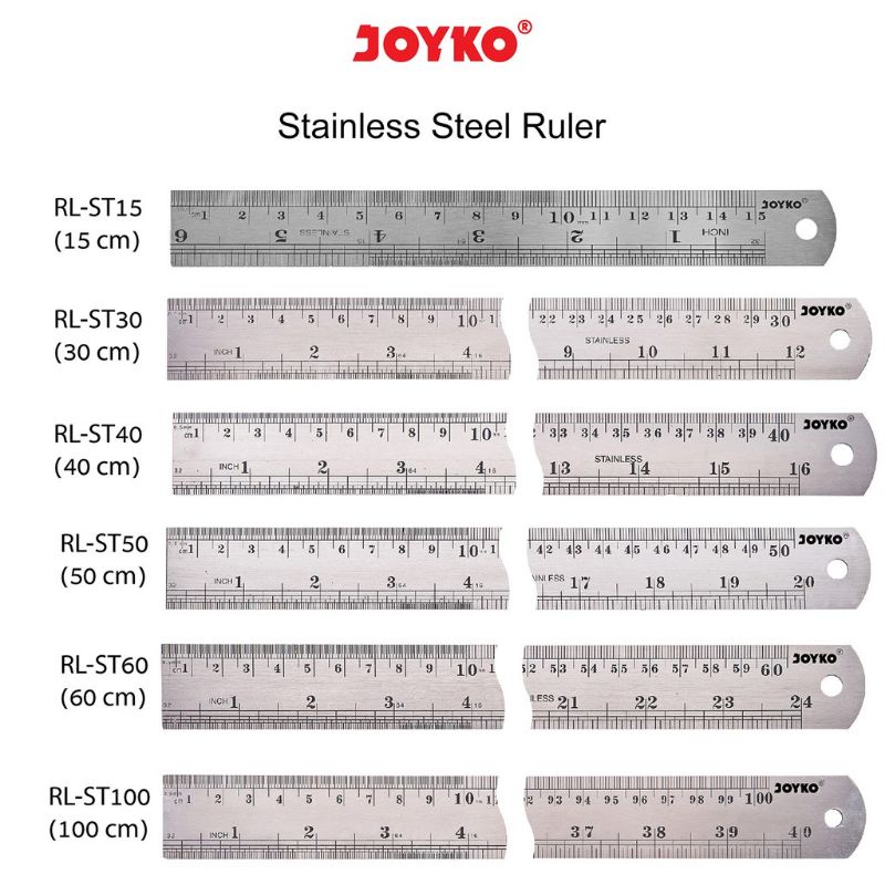 Joyko Stainless Steel Ruler Penggaris Besi