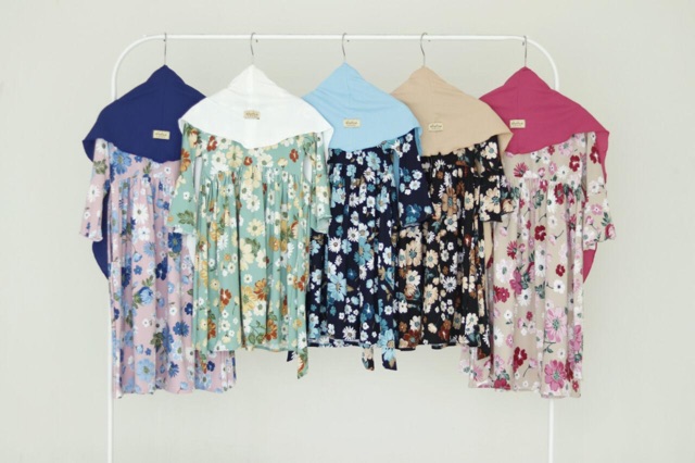 Gamis Set Hijab Anak Shahia Naura Motif Bunga