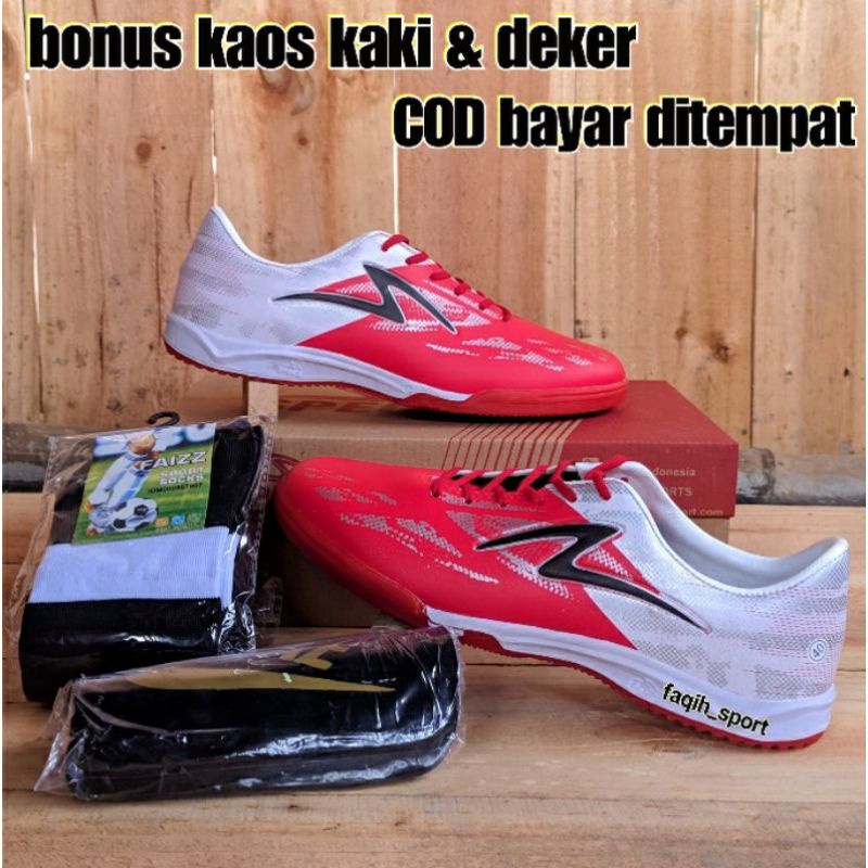paketan SEPATU FUTSAL SPECS ALPHA / LIGHTSPEED 2 (bonus kaos kaki & deker)