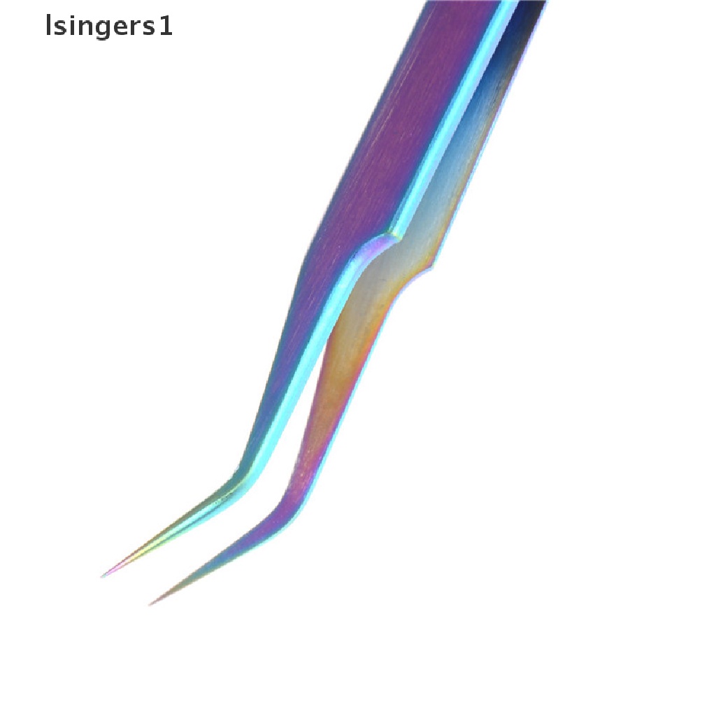 (lsingers1) Pinset Stainless Steel Warna Pelangi Untuk Mengambil Stiker Kuku