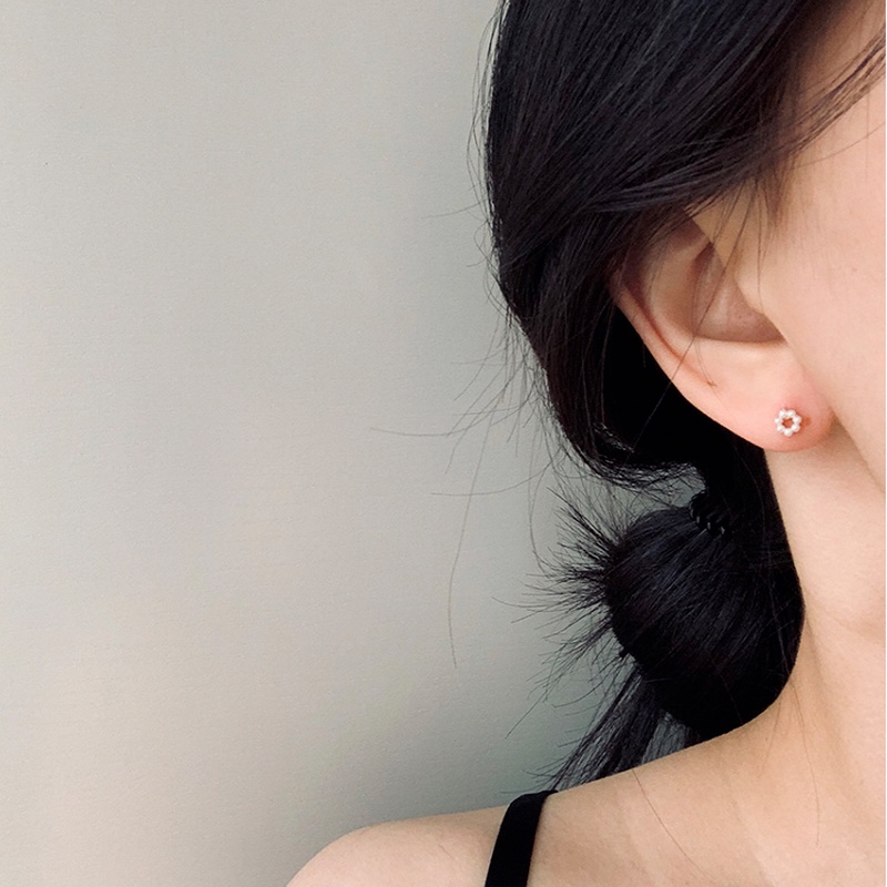 We Flower Simple Chic Small Pearl Stud Earrings for Women Girls Korean Fashion Ear Jewelry