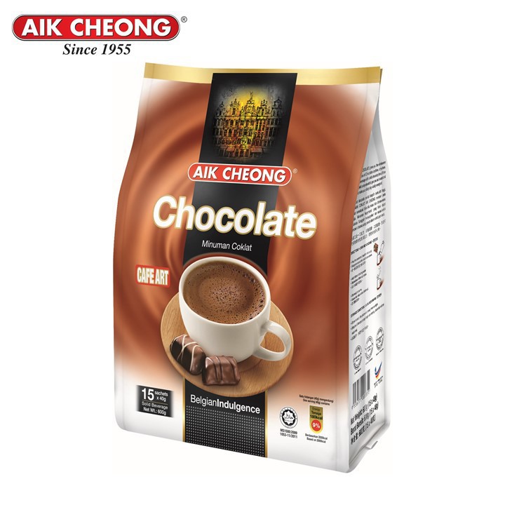 【TOP SALE】 Aik Cheong Hot Chocolate Cafe Art 15 sachet x 40g - 600gr