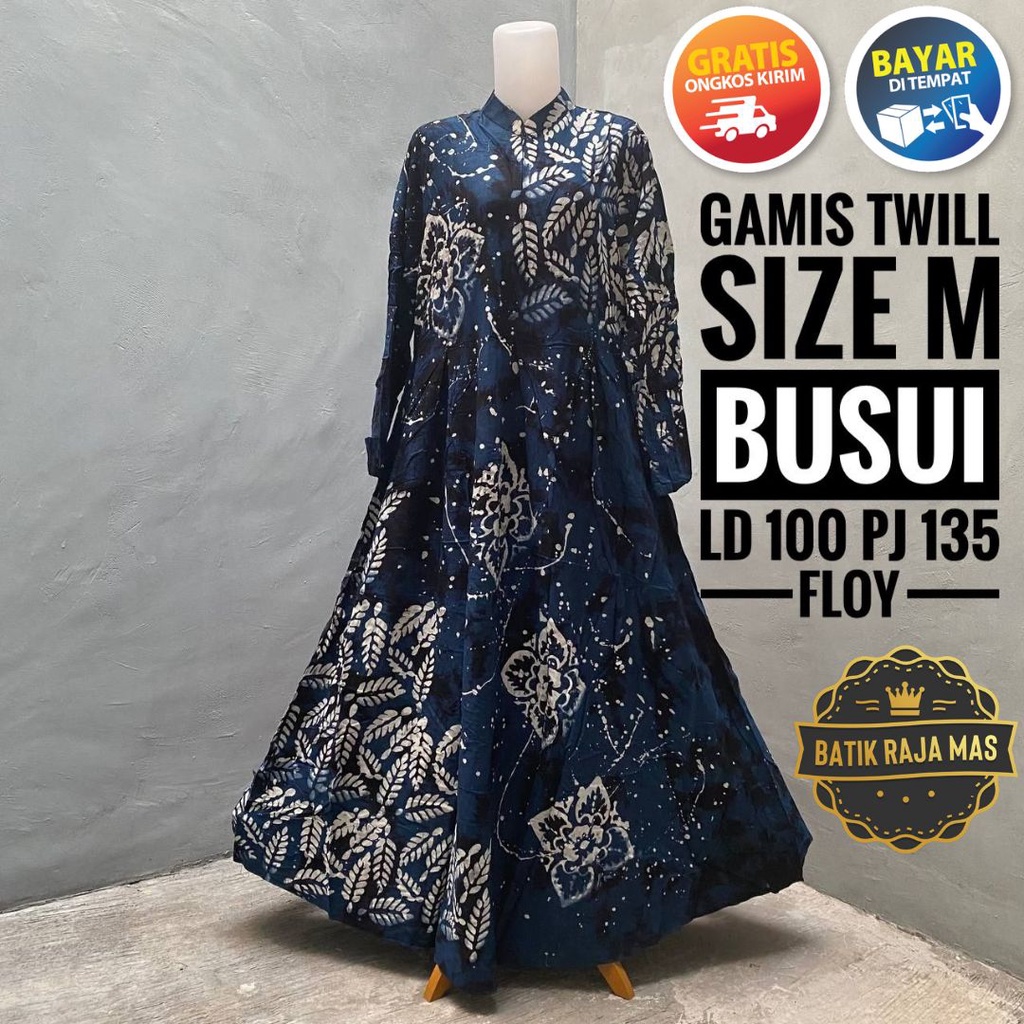 Baju Gamis Wanita Kekinian Modern Terbaru Rayon Twill Ori Pekalongan Motif Batik Abstrak Busui Frien