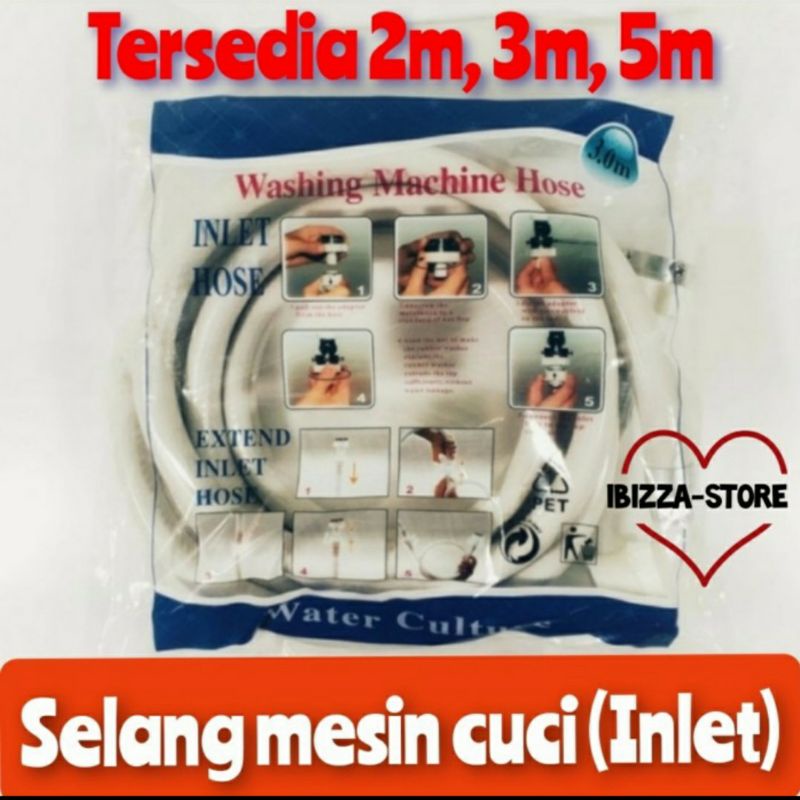 Selang Mesin cuci water inlet masukan air mesin cuci 2m, 3m, 5m meter untuk 1 atau 2  Tabung  TOSHIBA / LG / POLYTRON / SAMSUNG / SHARP / SANKEN/ MIDEA Semua merk -