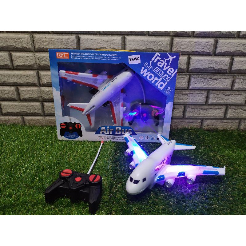 mainan remot kontrol pesawat terbang aerobus anak edukasi - remot kontrol anak edukatif