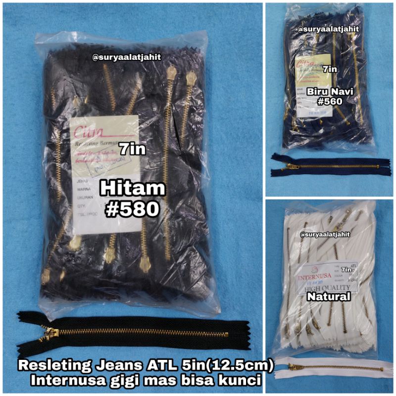 Resleting Jeans ATL 7in (17.5cm) INTERNUSA gigi mas rp.16.800/1lsn