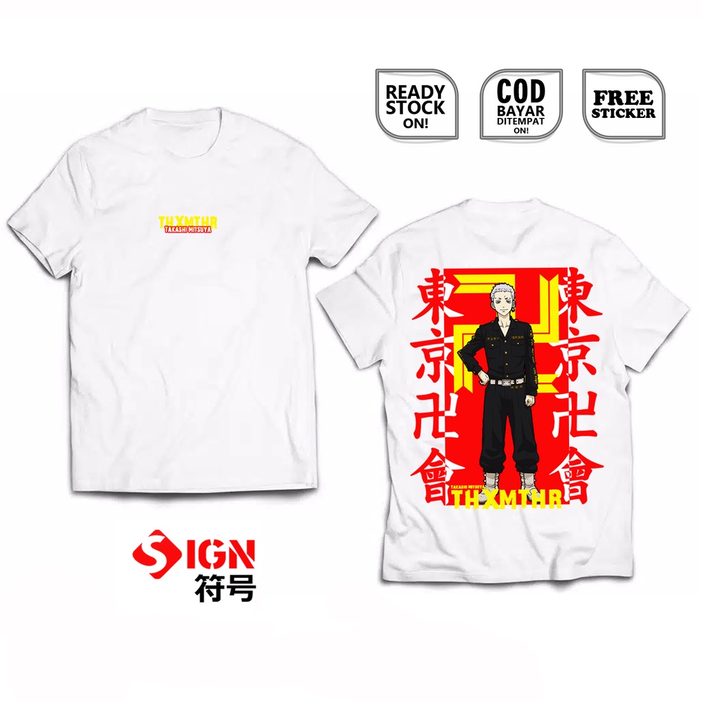 KAOS TAKASHI MITSUYA TOKYO REVENGERS TOKYO MANJI BAJU JEPANG ANIME MANGA CHIFUYU TAKEMICHI KEN SIGN