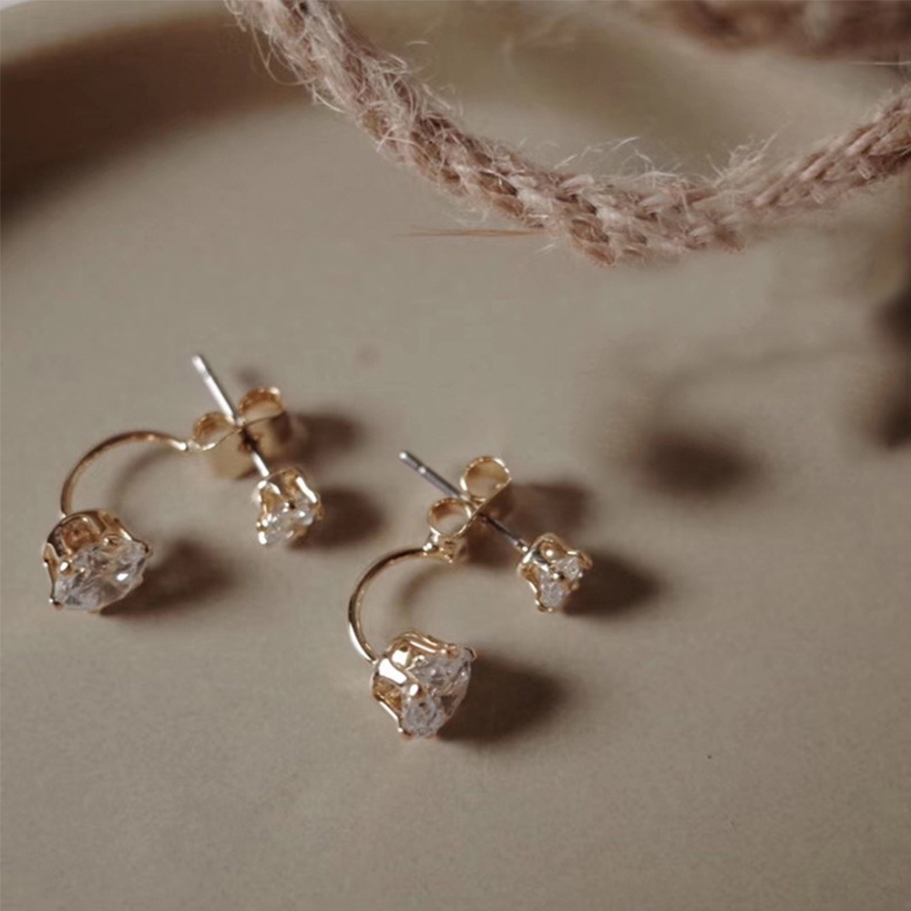 Anting Stud Zircon Berlian Imitasi Bahan S925 Silver Needle Aneka Warna Gaya Korea Untuk Wanita