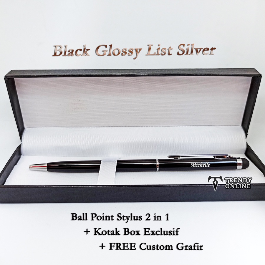 

Pulpen Stylus FREE Cetak Nama Dan Kotak BOX Exclusif, Pen Stylus 2in1 + Box Exclusif FREE GRAFIR Cetak Nama / Logo, Bulpoin Promosi Stylus 2 in 1