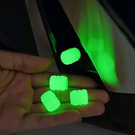 TUTUP PENTIL BAN MOBIL MOTOR SEPEDA GLOW IN THE DARK LUMINOUS NEON