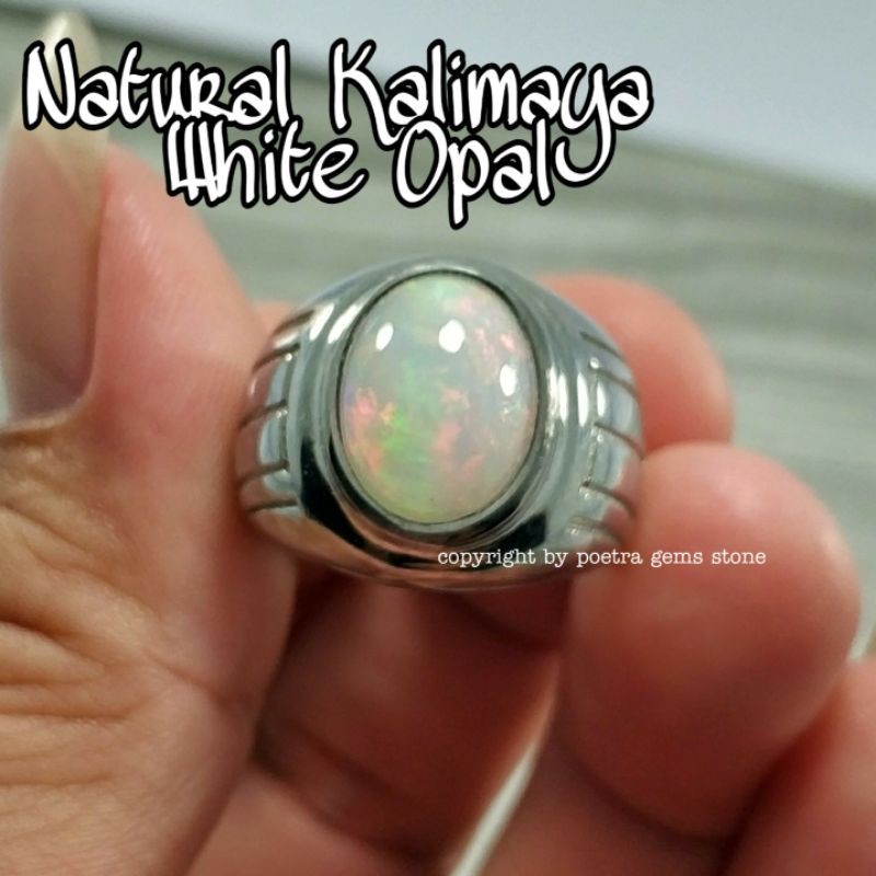 NATURAL BATU CINCIN PERMATA TITANIUM KALIMAYA WHITE OPAL TERMURAH