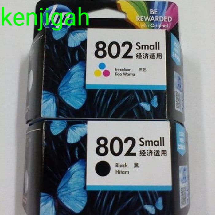 Paket Tinta Hp 802 Black + Hp 802 Colour Ink Cartridge Original