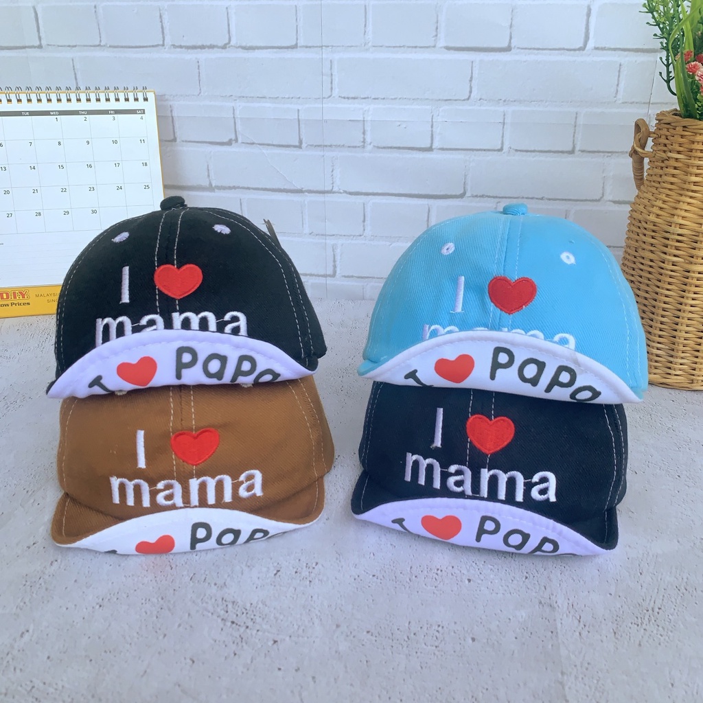 OSM JKT T5361 Topi Anak Model I Love Mama / Topi Fashion Unisex / Fashion Anak Bayi / Topi Anak Unisex-3