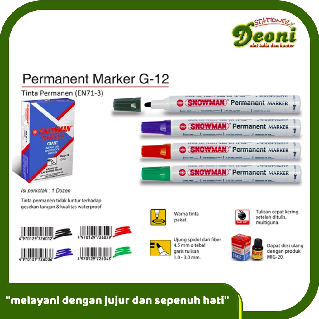 

SNOWMAN G-12 Permanent Marker Warna 1 Pcs