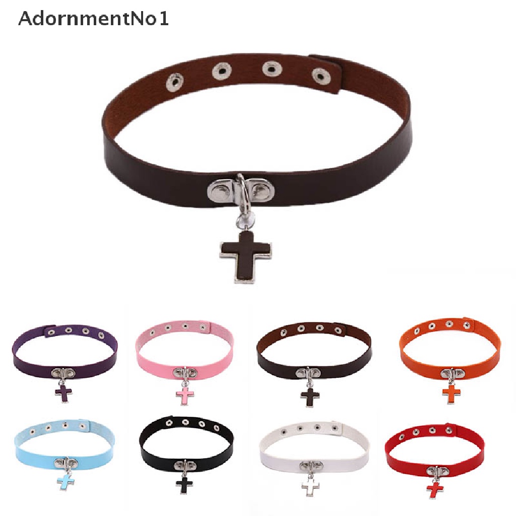 (AdornmentNo1) Kalung Choker Kulit PU Gaya Punk Rock Gothic Untuk Wanita