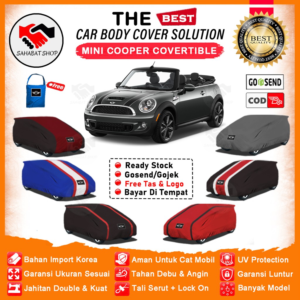 Sahabat Body Cover Mobil Convertible / Sarung Penutup Mini Cooper Convertible S Outdoor / Selimut Tutup Jas Mantel Pelindung Mantol Kerudung Kerodong Tutupan Bungkus Kelambu Pembungkus Terpal Mobil Mini Convertible Waterproof Anti Air Model Orange