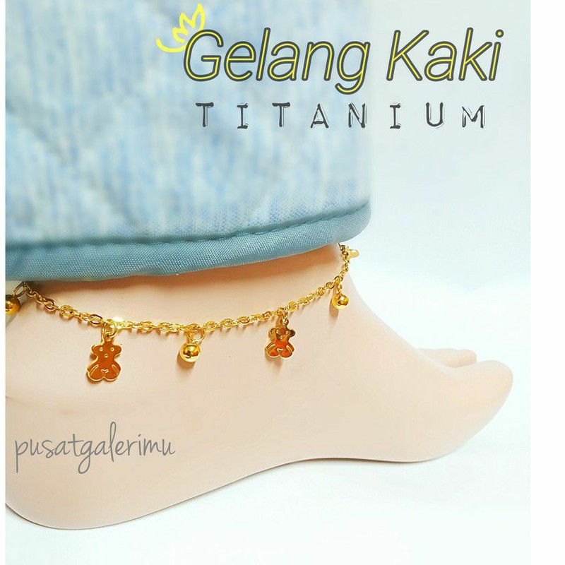 GELANG KAKI Titanium BR01 Warna Emas 18K FREE BOX