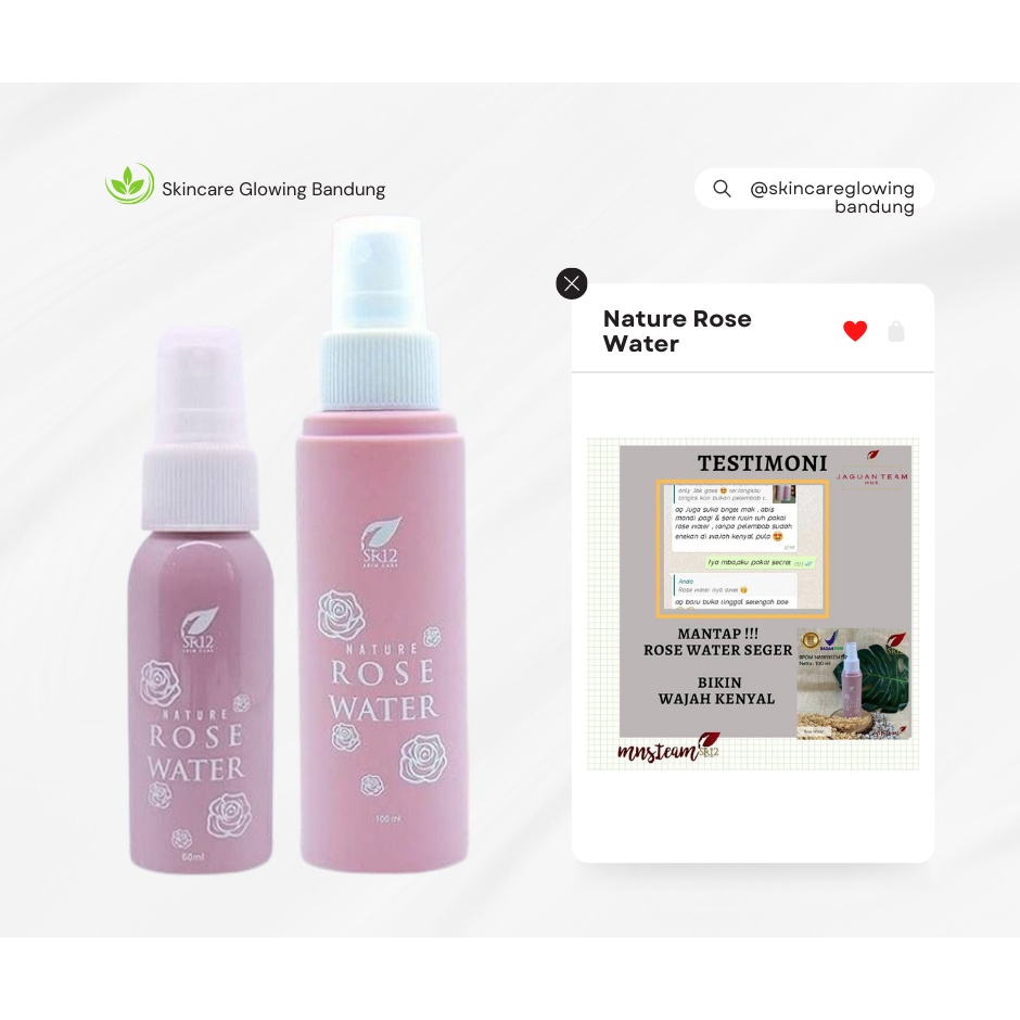 Nature Rose Water SR12 Facial Spray Air Mawar Membantu Make Tahan Lama Mencegah Penuaan Dini