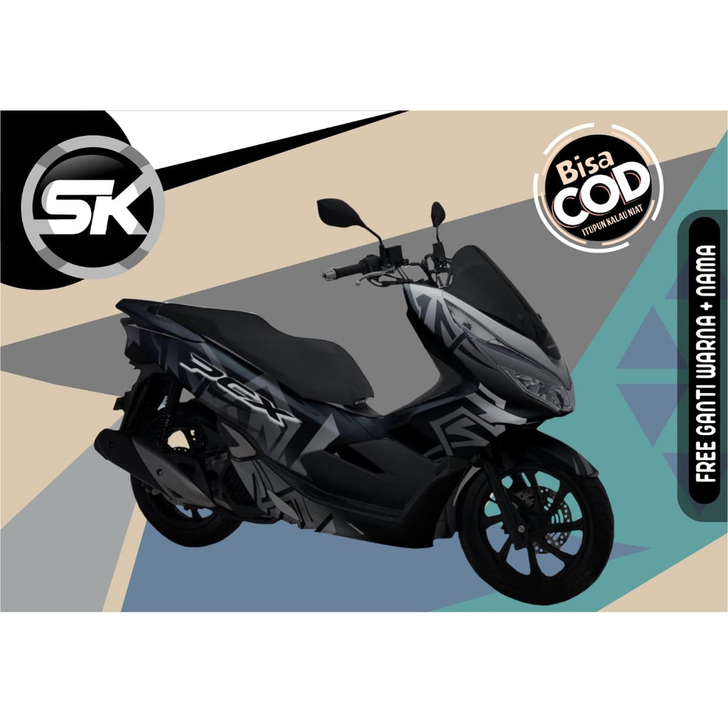 Sticker decal full body Honda PCX abu abu hitam