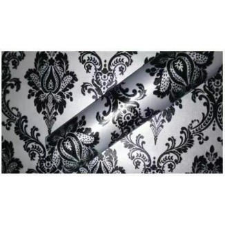 Wallpaper Sticker 5275 Motif Batik Hitam Putih Klasik / New 2020 / 9mx45cm